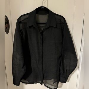 The Open Edit black sheer button up. Women’s size Medium.
